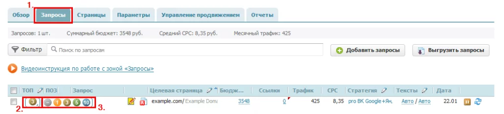 Запросы изменение ТОПа