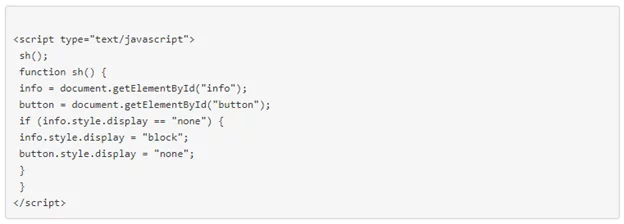 Код функции на JavaScript для скрытия контента Функция для скрытия контента в JavaScript