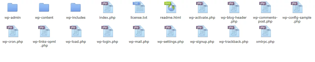 Распакованный архив WordPress Файлы WordPress