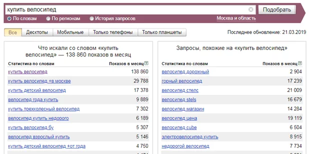 Подбор семантики в Яндекс.Wordstat Подбор ключевых слов в Яндекс.Wordstat
