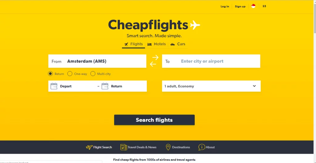 Сингапурская версия Cheapflights Cheapflights Singapore