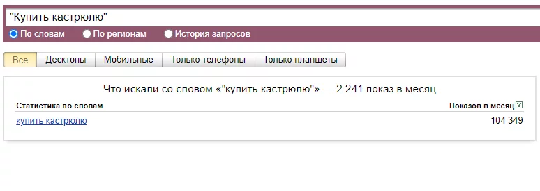 Применение оператора «кавычки» в ворд стат Яндекс Демонстрация применения оператора «кавычки» в ворд стат Яндекс