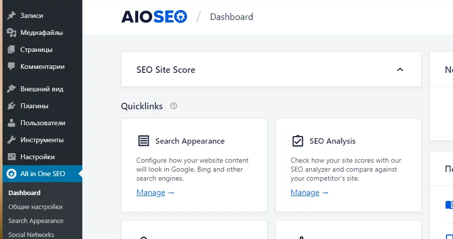 Плагин All in One SEO Pack для продвижения сайта WordPress All in One SEO Pack в WordPress