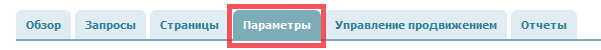 Вкладка «Параметры»