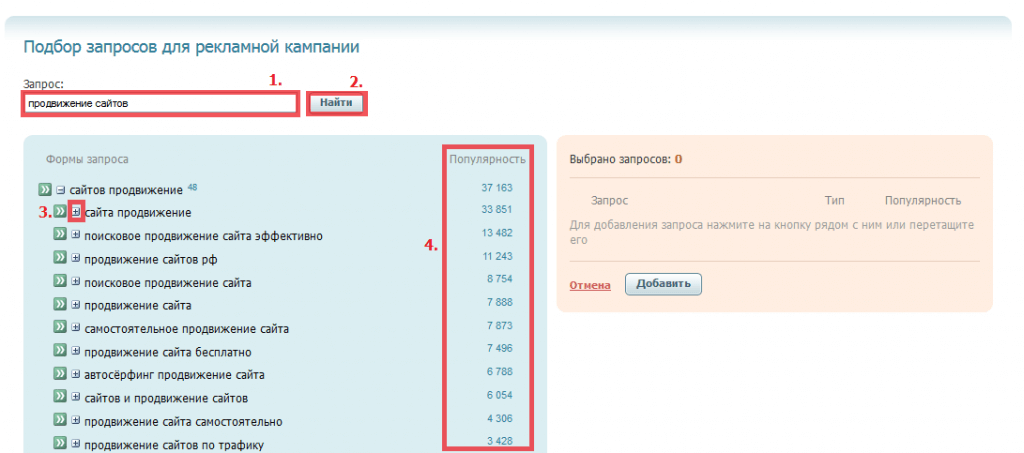 подбор запросов для рк