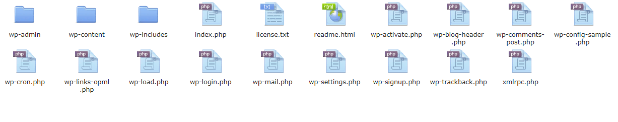Распакованный архив WordPress Файлы WordPress