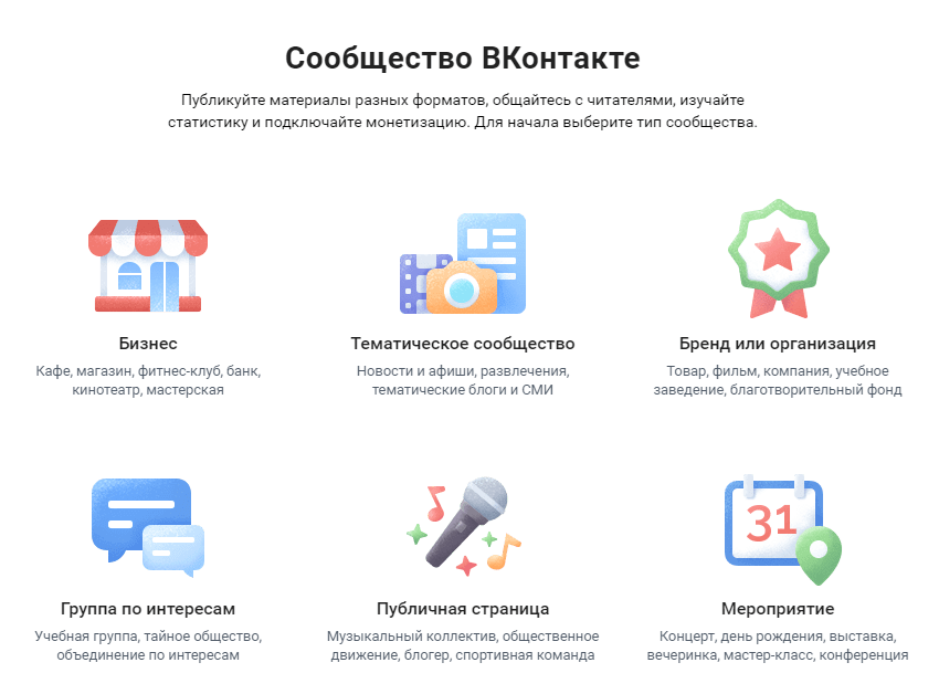 Как создать сообщество в соцсети ВКонтакте Создание сообщества ВК