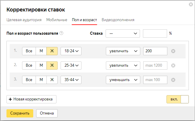 Корректировка ставок в рекламном кабинете Я.Директа Корректировка ставок в Директе