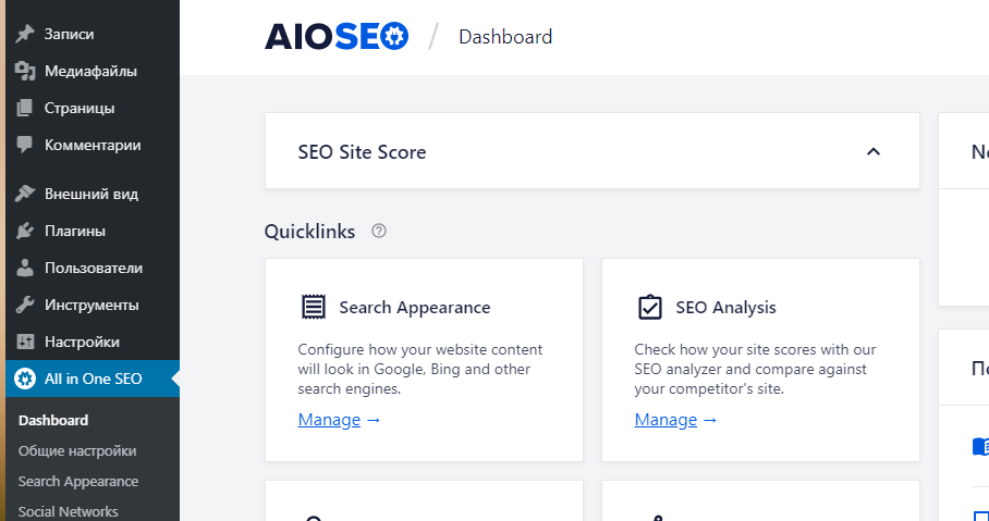 Плагин All in One SEO Pack для продвижения сайта WordPress All in One SEO Pack в WordPress